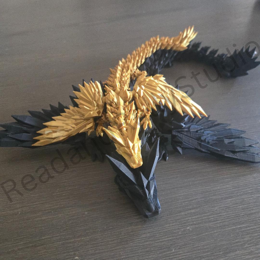 Black & Gold Combo 3D Print Articulating Dragons - Handcrafted Dragon Sculptures
