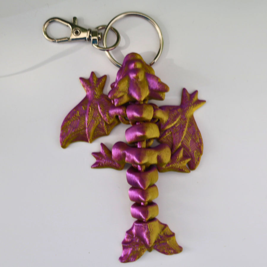 Purple & Gold Wyvern Keychain