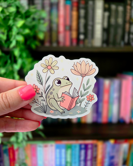 Reading Frog - Vinyl Sticker