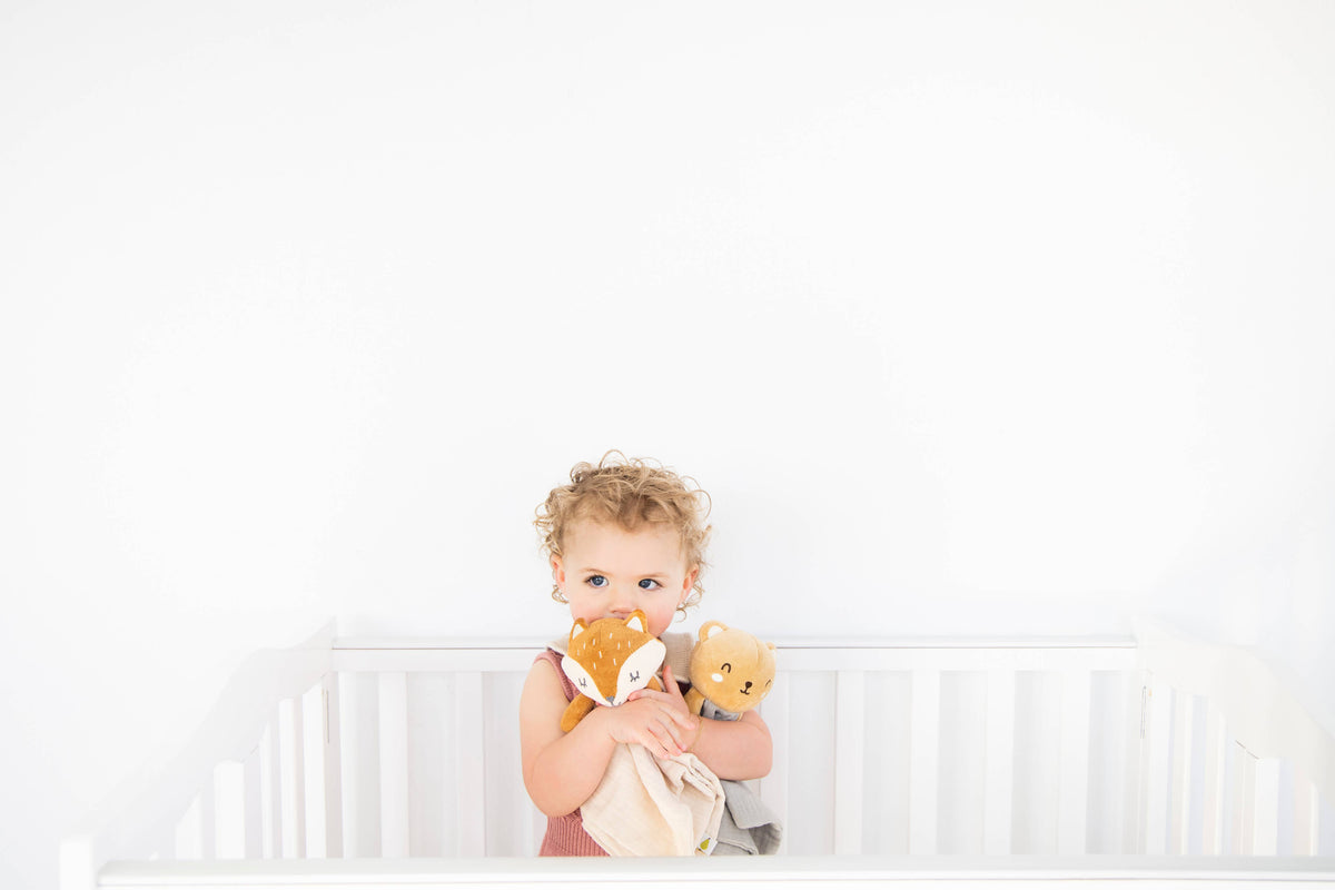 Baby Lovey Snuggle Blanket, Bear, Organic Cotton Muslin