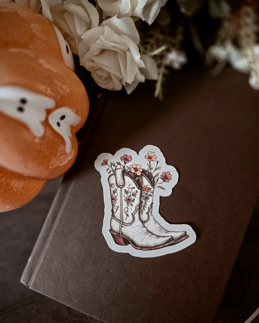 Floral Boots - Vinyl Glossy Sticker