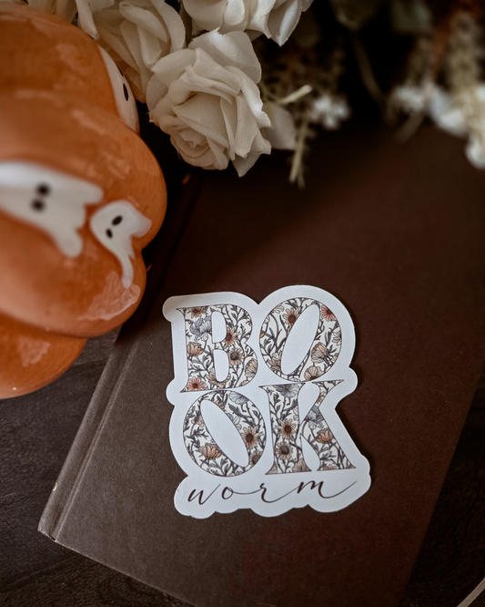 Book Worm Fall - Vinyl Glossy Sticker