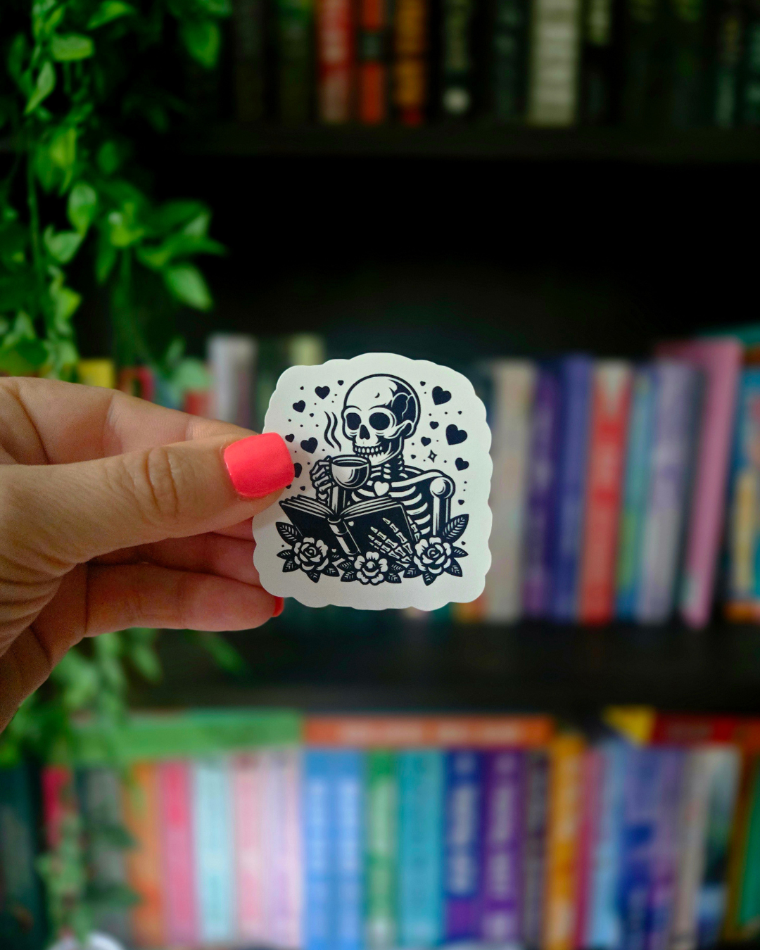 Reading Skeleton - Vinyl Glossy Sticker