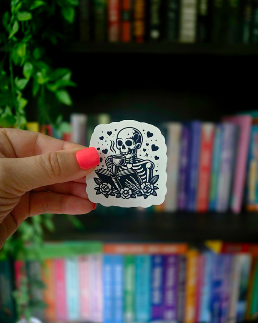 Reading Skeleton - Vinyl Glossy Sticker