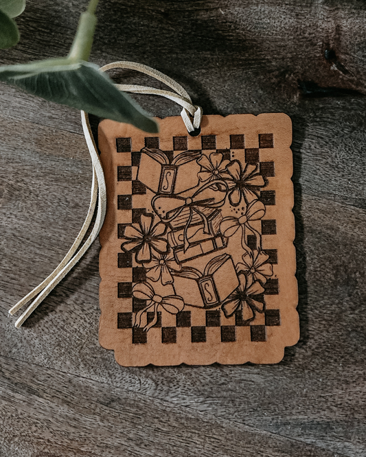 Bookish Bows Leather Car Freshie