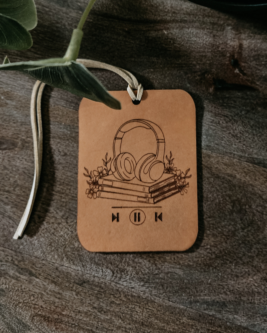Audiobook Addict Leather Car Freshie