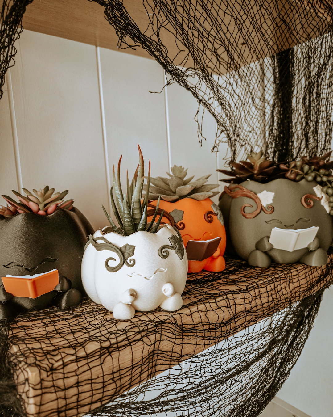 Reading Pumpkin Faux Plant Planter