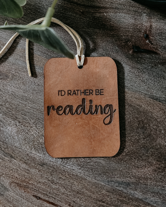 Rather Be Reading Leather Car Freshie