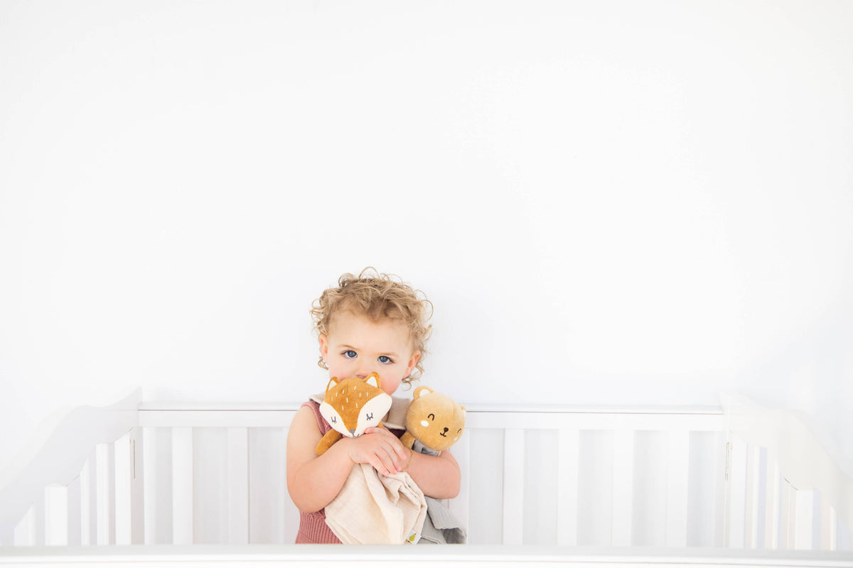 Baby Lovey Snuggle Blanket, Bear, Organic Cotton Muslin