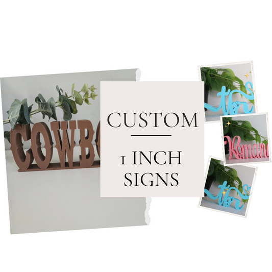 CUSTOM 3D-Printed Freestanding Word Sign – 1” Thick