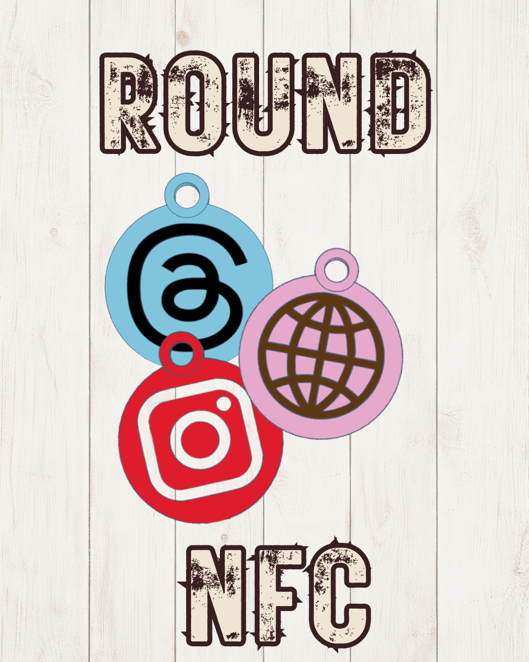 Round NFC Social Media Keychain