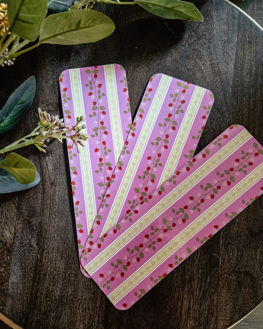 Summer Strawberry Floral Bookmark