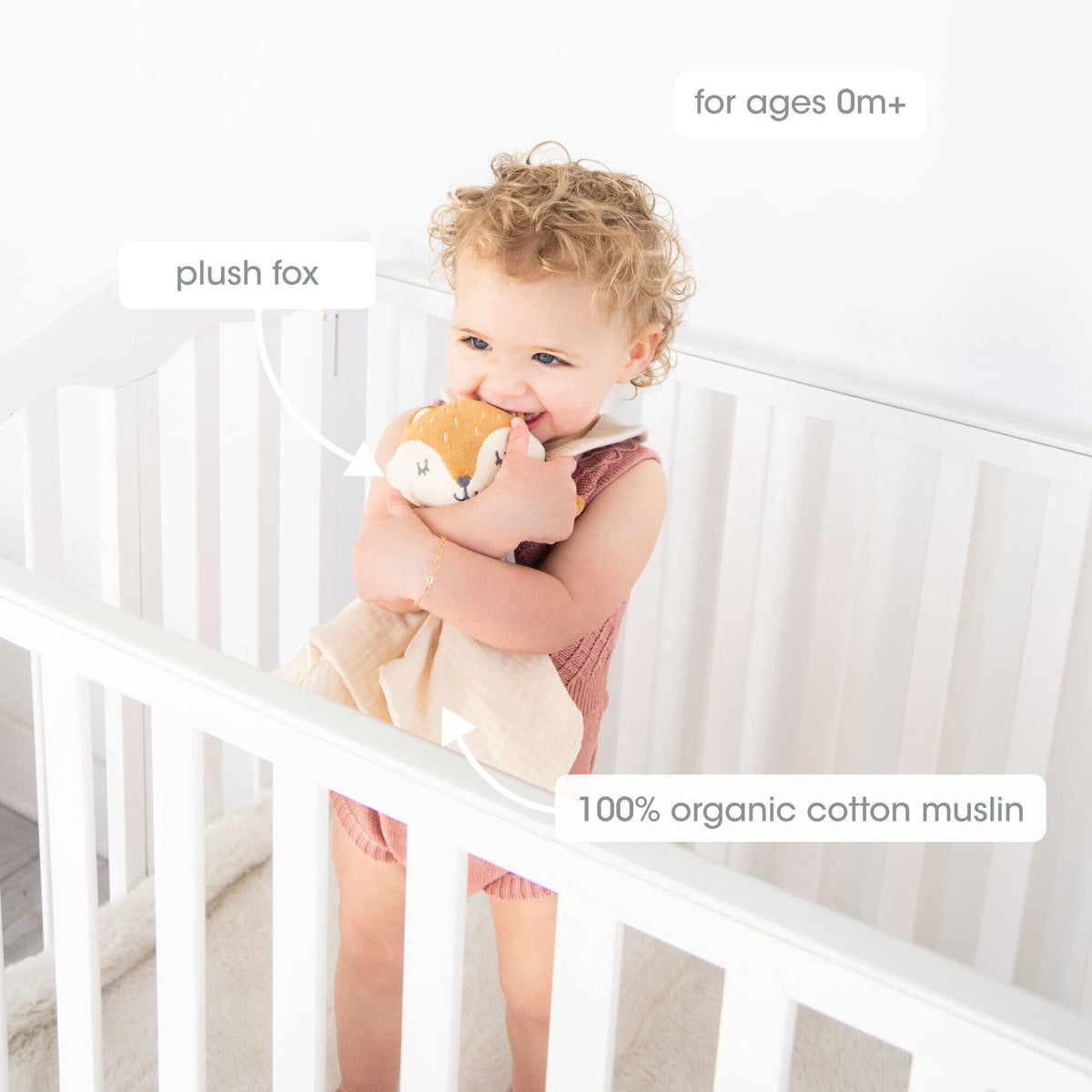 Baby Lovey Snuggle Blanket, Fox, Organic Cotton Muslin