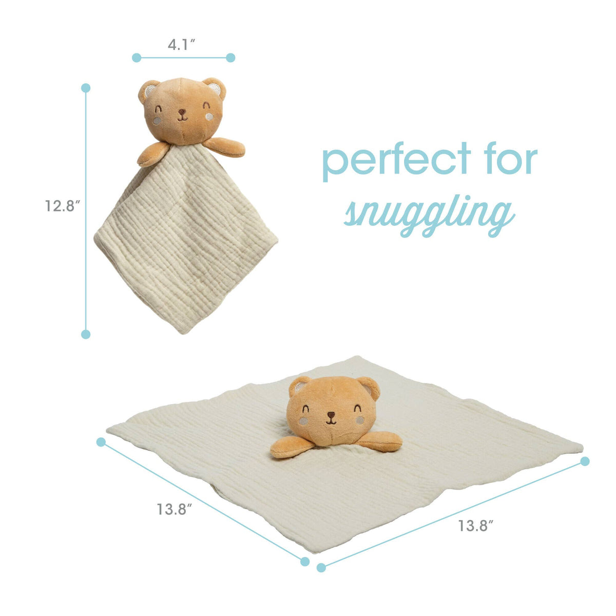 Baby Lovey Snuggle Blanket, Bear, Organic Cotton Muslin